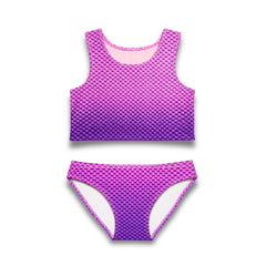 Bikiniset Prinses Ariël in paars met schubbenpatroon, perfect voor een zeemeermin look in het zwembad of op het strand.
